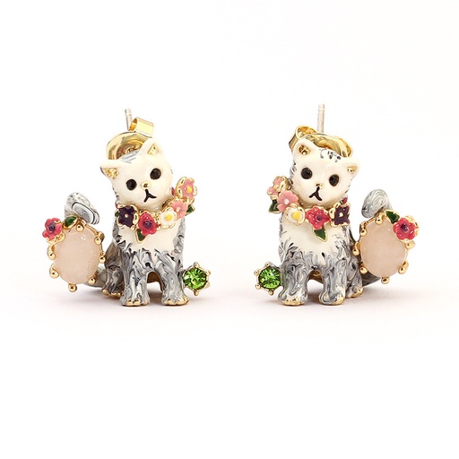 Lily Flower Tassel And Butterfly Enamel Earrings