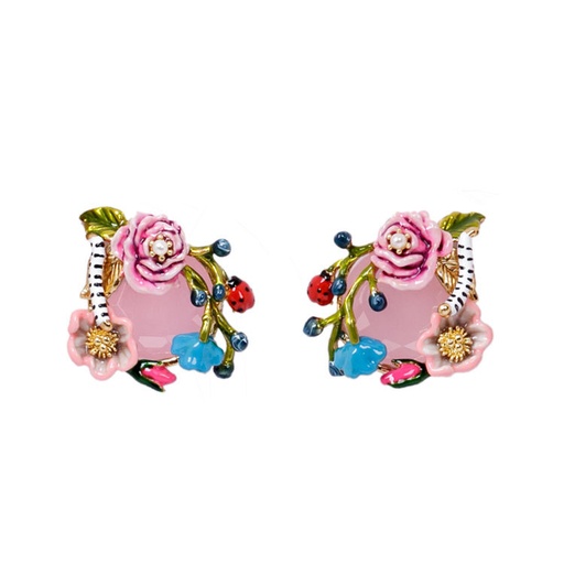 Colorful Bird Yellow Flower Long Tassel Enamel Dangle Earrings Jewelry Gift