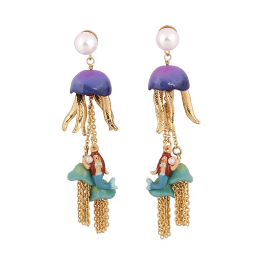 Medusa and Stone Enamel Stud Earrings