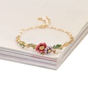 Flower On A Branch With Pearl Enamel Bangle Bracelet