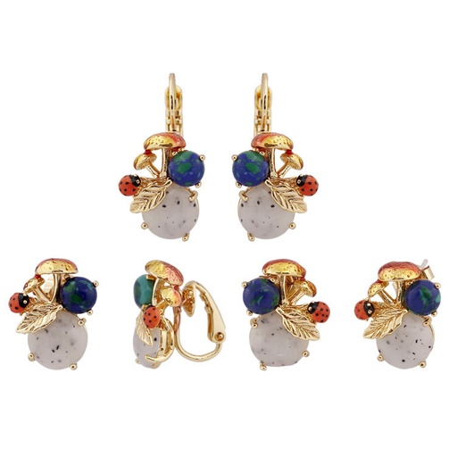 Mouse Pumpkin High-heeled Crystal Shoes Enamel Earring
