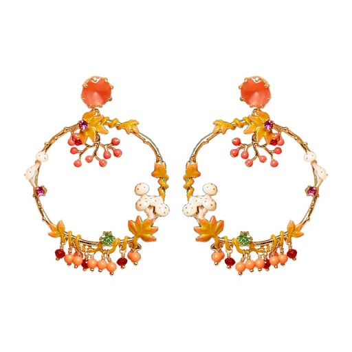 Flower On A Branch With Pearl Enamel Bangle Bracelet