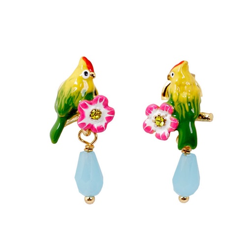 Parrot Asymmetry Enamel Earrings Jewelry Stud Earrings