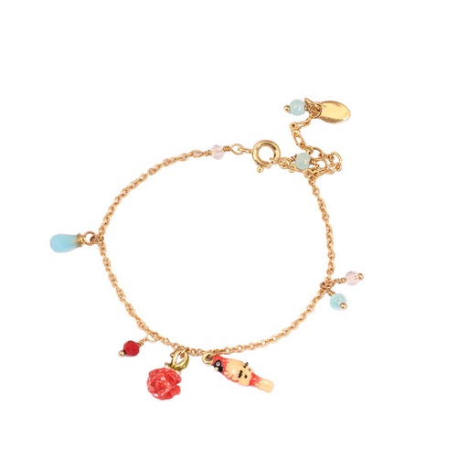 Parrot On Branch And Crystal Enamel Earrings