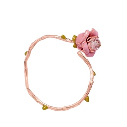 [19040697] Pink Flower Crystal Enamel Earrings Jewelry Stud Earrings