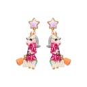 Pink Shopping Unicorn And Star Enamel Earrings
