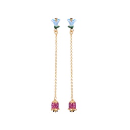 [19040516] Plating Gold Fund Enamel Glaze Cotton Rose Flower Crystal Drip Necklace Clavicle Chain