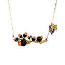 Black Poppy Flower Enamel Necklace