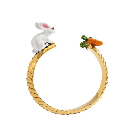 Rabbit Bunny And Carrot Enamel Adjustable Bangle Bracelet
