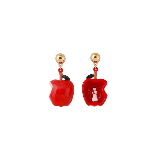 Red Apple Asymmetrical Enamel Earrings