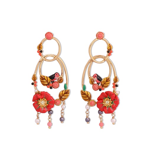 Red Apple Asymmetrical Enamel Earrings