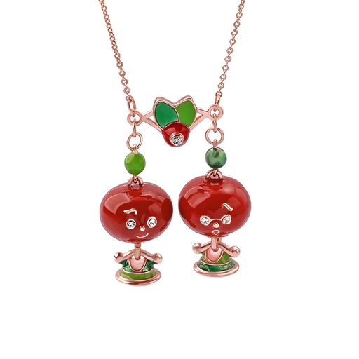 Red Flower Circle Tassel And Bird Enamel Stud Earrings Jewelry Gift