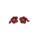 Red Plum Blossom Enamel Flower Earrings Jewelry Stud Earrings