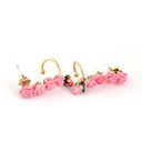 Pink Rose Flower Bud Enamel Stud Earrings Jewelry Gift
