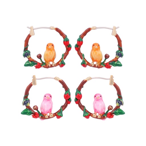 Ruby Enamel Flower Enamel Earrings Jewelry Clip Hook Earrings
