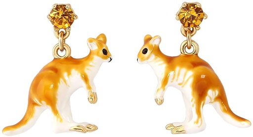 Kangaroo And Crystal Enamel Stud Earrings Jewelry Gift