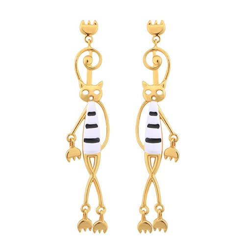 Chihuahua On A Flowering Branch Asymmetrical Enamel Earring