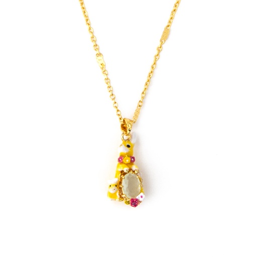 Yellow Rabbit And Stone Pendant Enamel Necklace