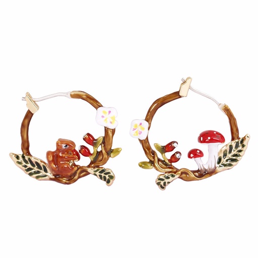 Squirrel And Beads Long Tassel Enamel Earrings