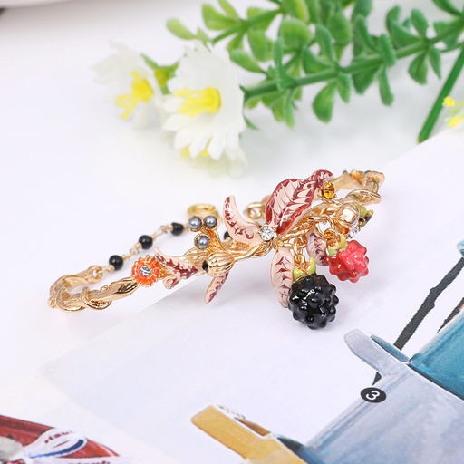 Flower And Crystal Enamel Pendant Necklace