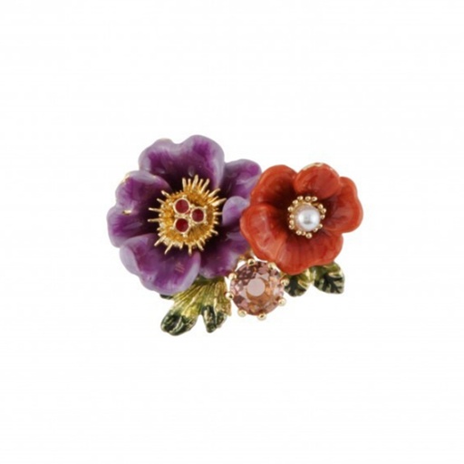 Winter Garden Series Violet Chinese Herbaceous Two-tone Flower Brooches