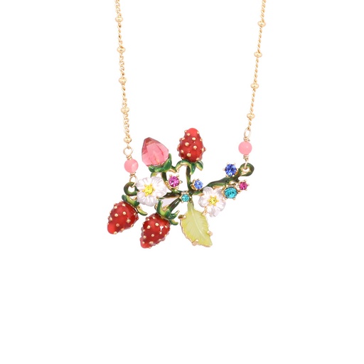 Winter Garden Series Enamel Color Flower Crystal Plating Gold Necklace