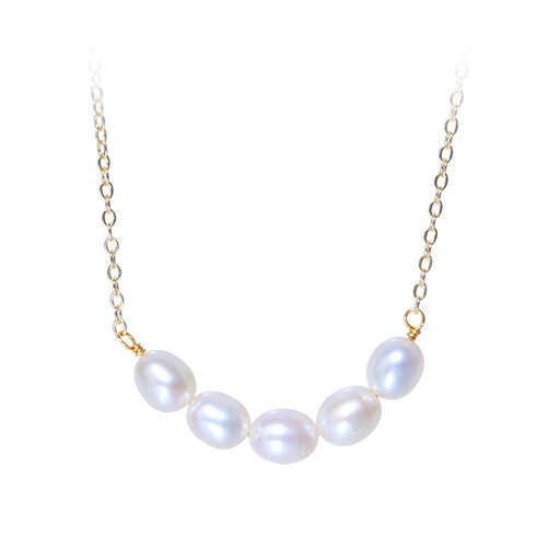 Freshwater Pearl Smile 14K Gold Plated Collarbone Necklace