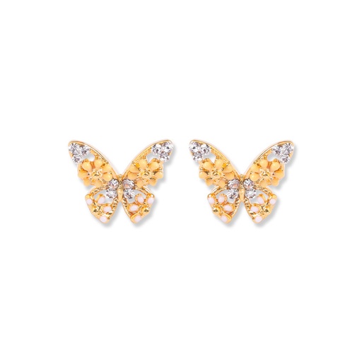 Butterfly With Zircon Enamel Stud Earrings Jewelry Gift