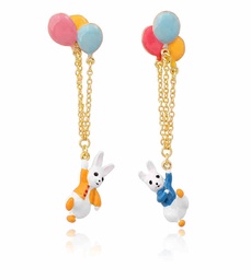 [287768661] Cute Rabbit Bunny On A Flowering Branch Enamel Necklace