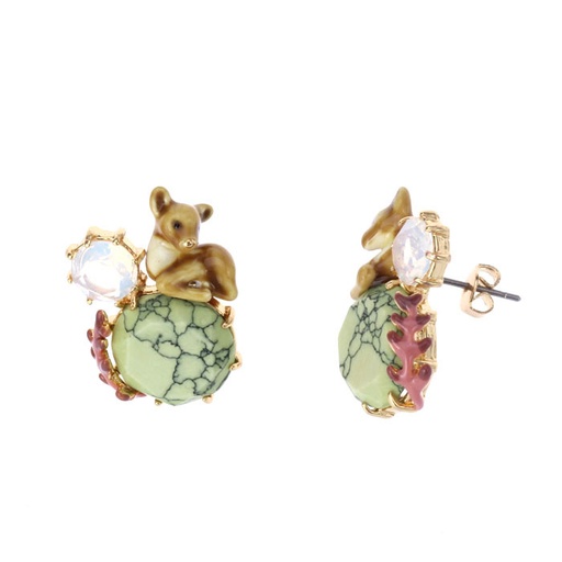 Deer And Stone Enamel Earrings