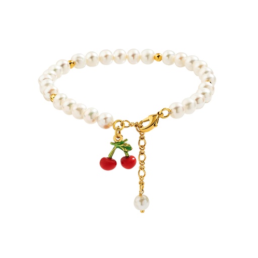 Enamel Cherry And Freshwater Pearl Bracelet