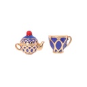 Teapot Teacup Set Enamel Stud Earrings Jewelry Gift