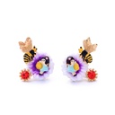 Daisy Flower And Bee Enamel Stud Earrings